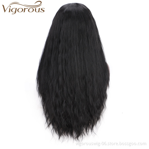 Vigorous Natural Black Lace Front Wigs Long Wavy Synthetic Lace Part Wig Heat Resistant Lace Front Wigs for Black Women